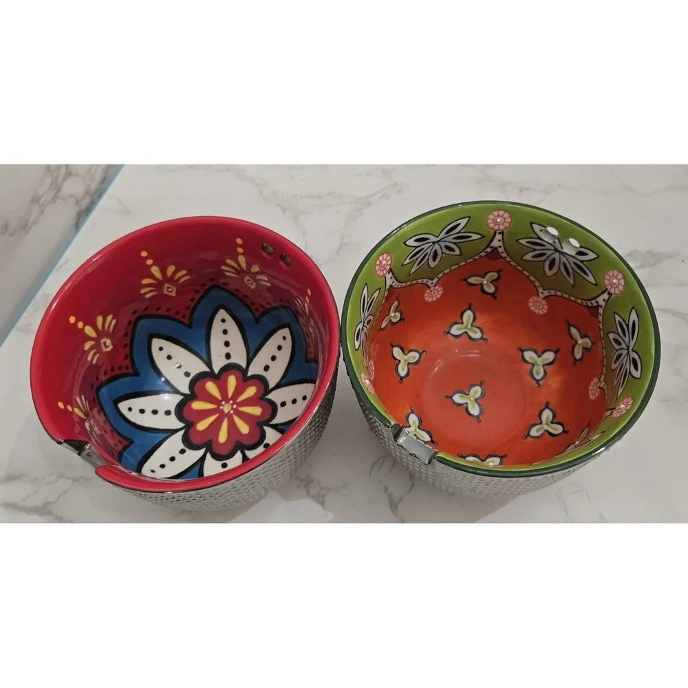 Ramon Noodle‎ Bowls 2 Asian Style Ceramic Gold And Red